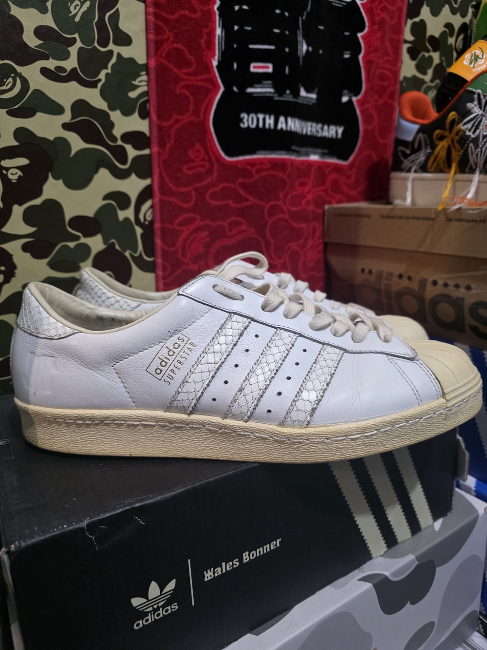 adidas Consortium Undefeated White Leather Superstar Low-Top Sneakers Size 11